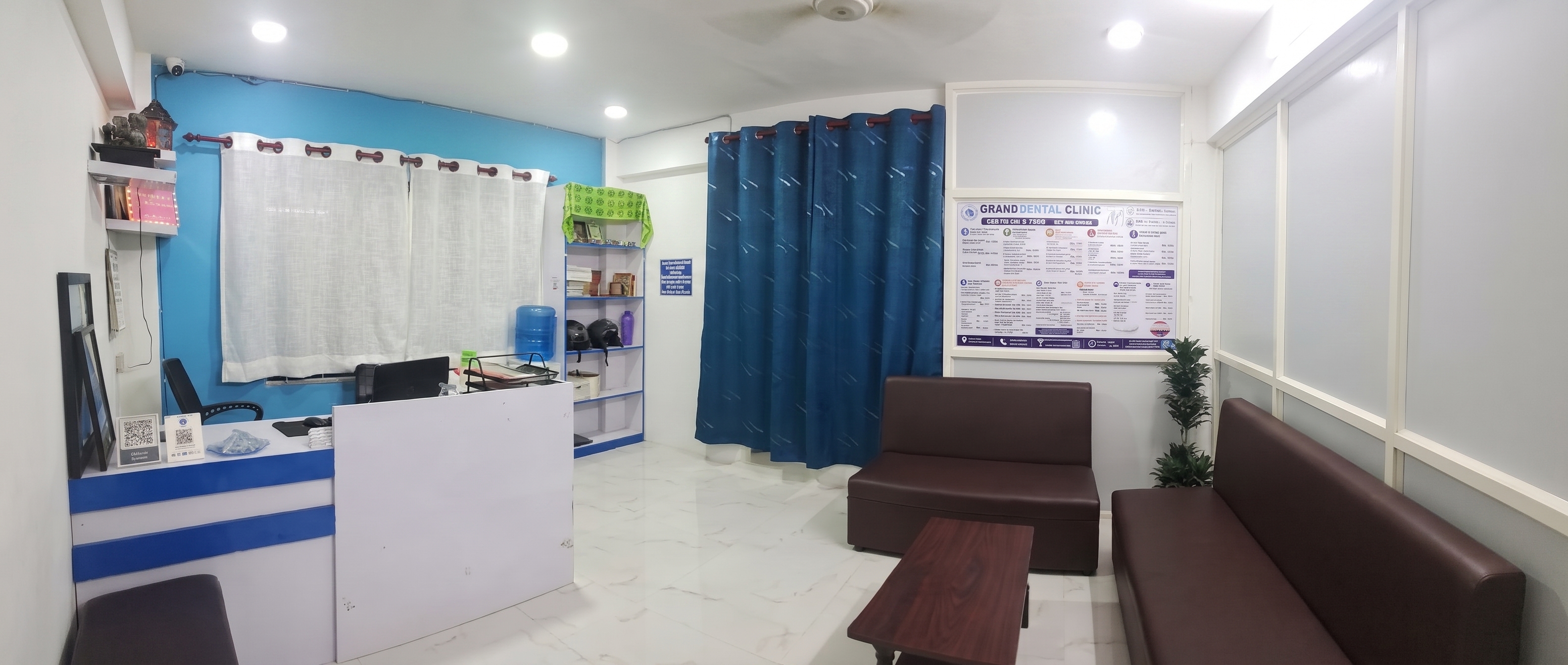 Reception lounge at Grand Dental Clinic Swoyambhu